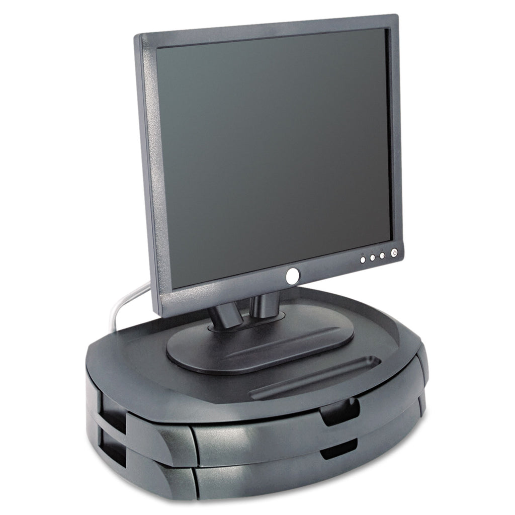 LCD Monitor Stand, 18" x 12.5" x 5", Black, Supports 35 lbs - 