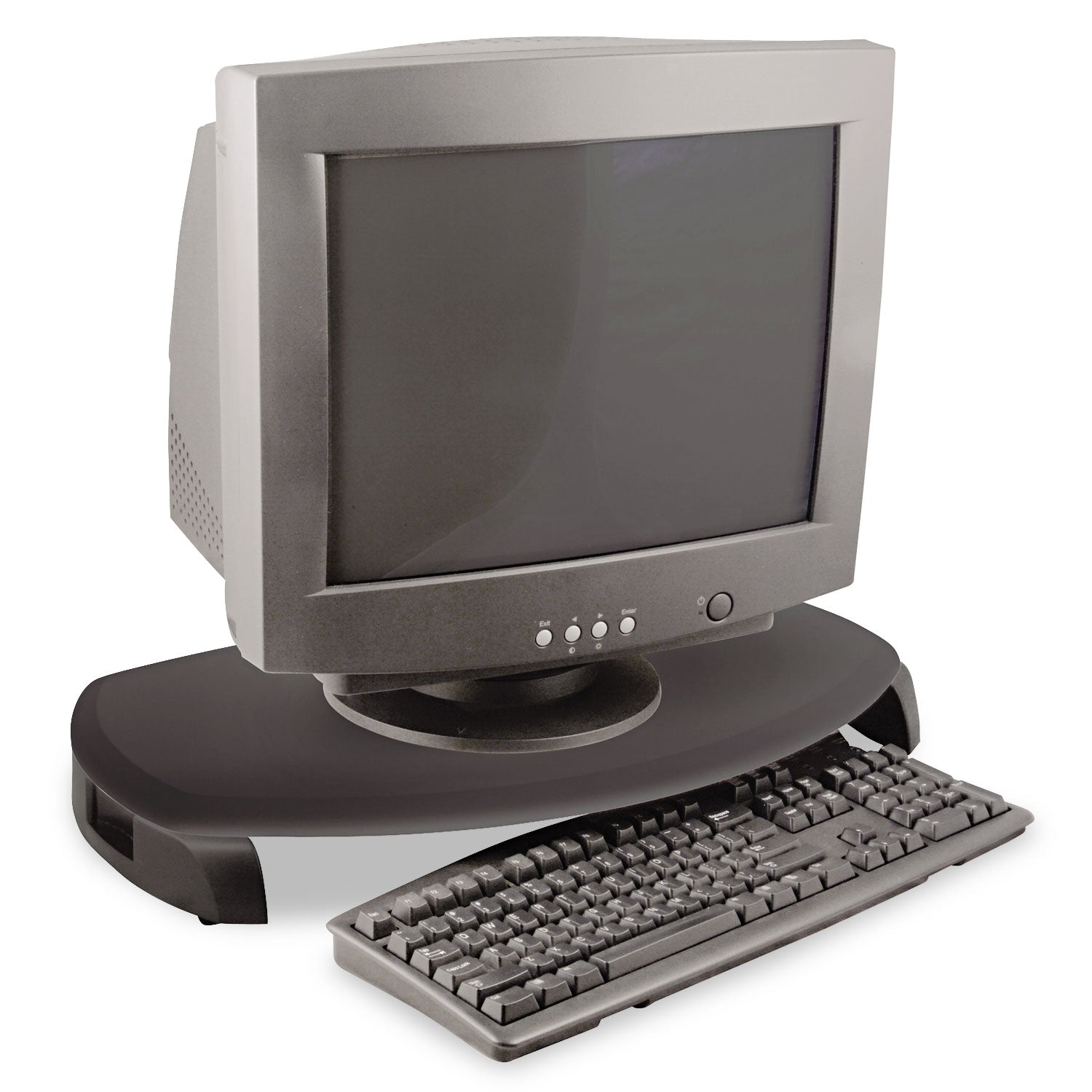 CRT/LCD Stand with Keyboard Storage, 23" x 13.25" x 3", Black, Supports 80 lbs - 