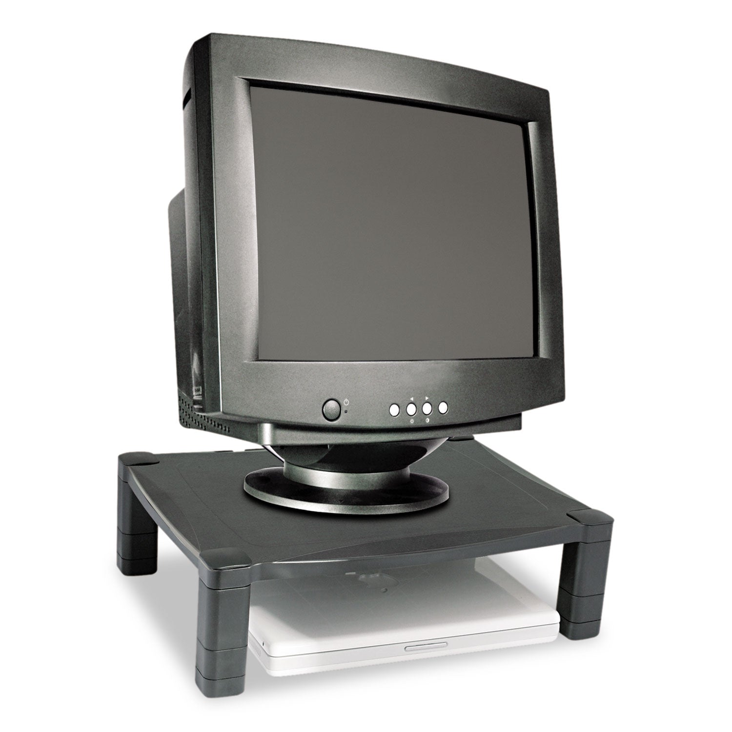 Single-Level Monitor Stand, 17" x 13.25" x 3" to 6.5", Black, Supports 50 lbs - 