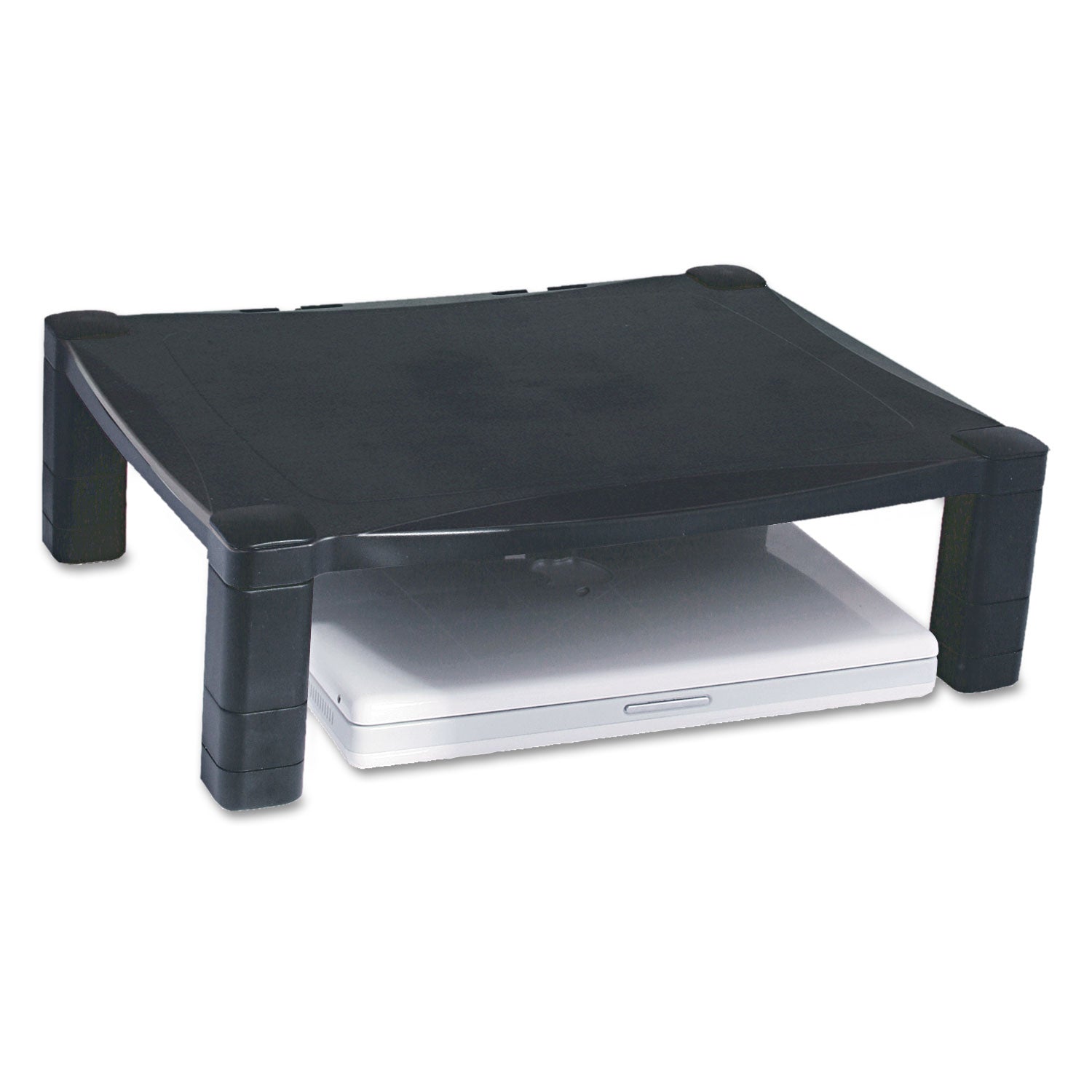 Single-Level Monitor Stand, 17" x 13.25" x 3" to 6.5", Black, Supports 50 lbs - 