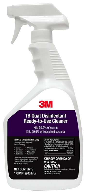 TB Quat Disinfectant Ready-to-Use Cleaner, Lemon Scent, 1 qt Bottle