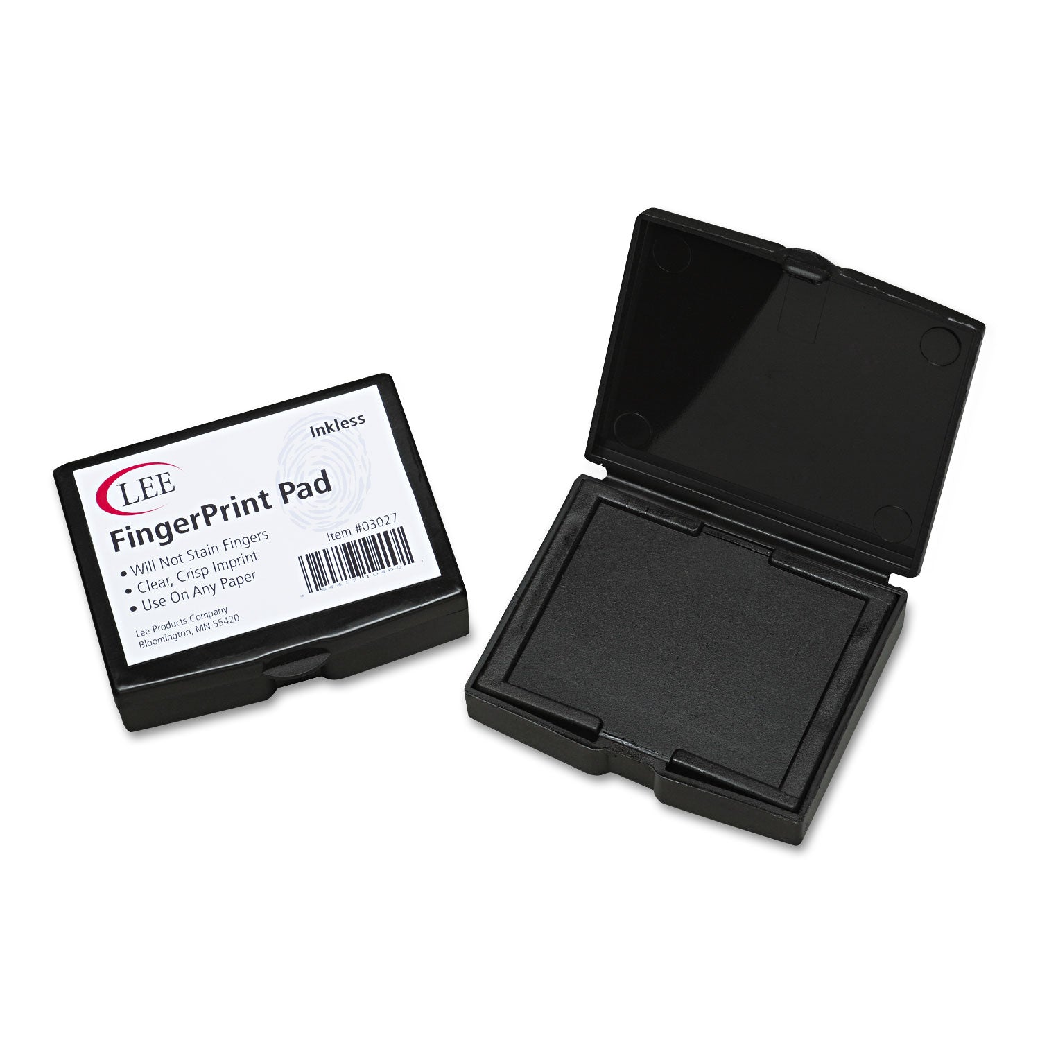 Inkless Fingerprint Pad, 2.25" x 1.75", Black - 