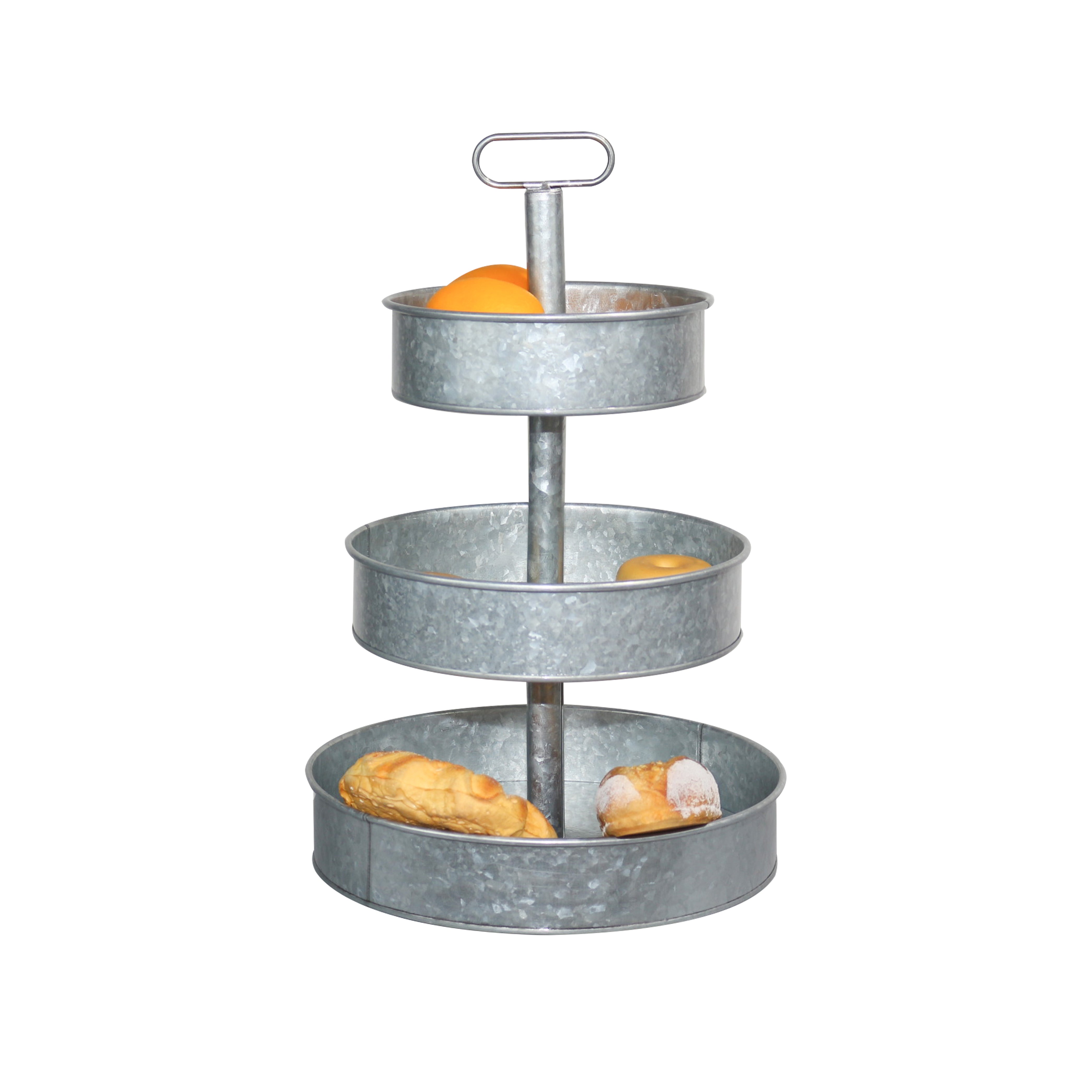 3 Tier Galvanized Metal Round Serving Tray