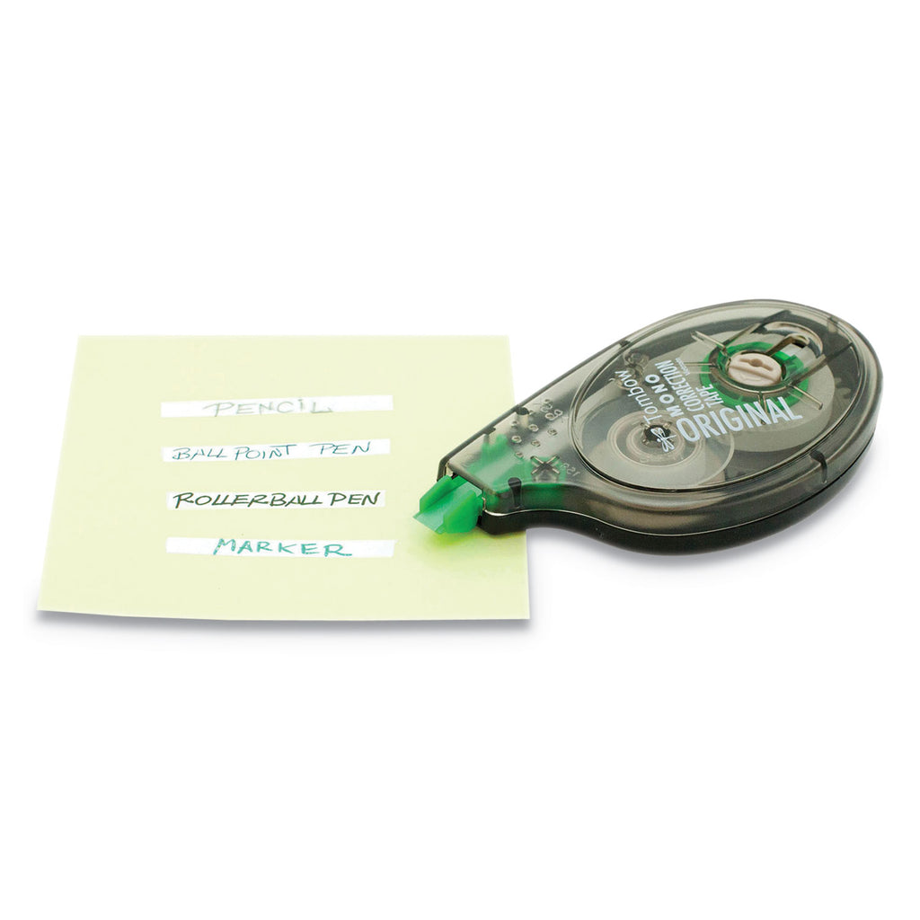 MONO Correction Tape, Non-Refillable, Gray/Clear Applicator, 0.17" x 394", White Tape, 4/Pack - 