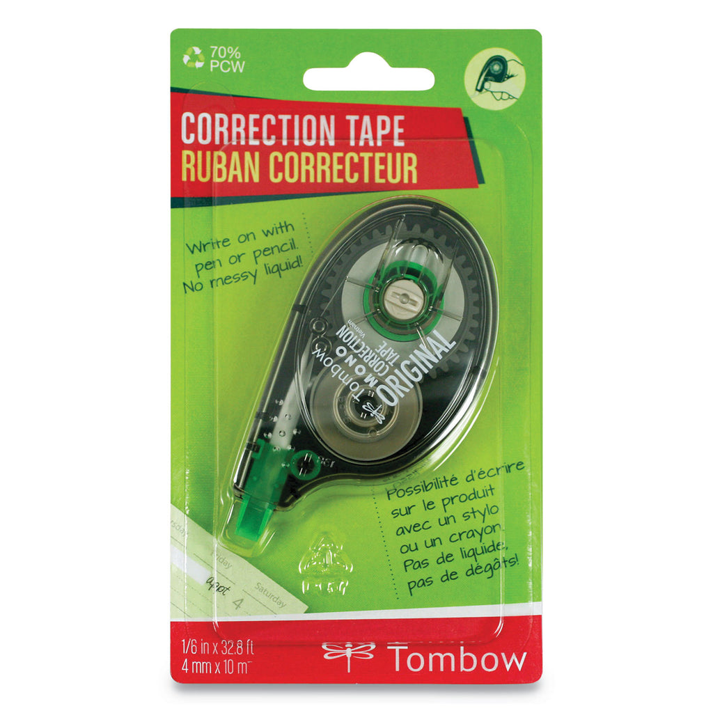 MONO Correction Tape, Non-Refillable, Gray/Clear Applicator, 0.17" x 394", White Tape - 