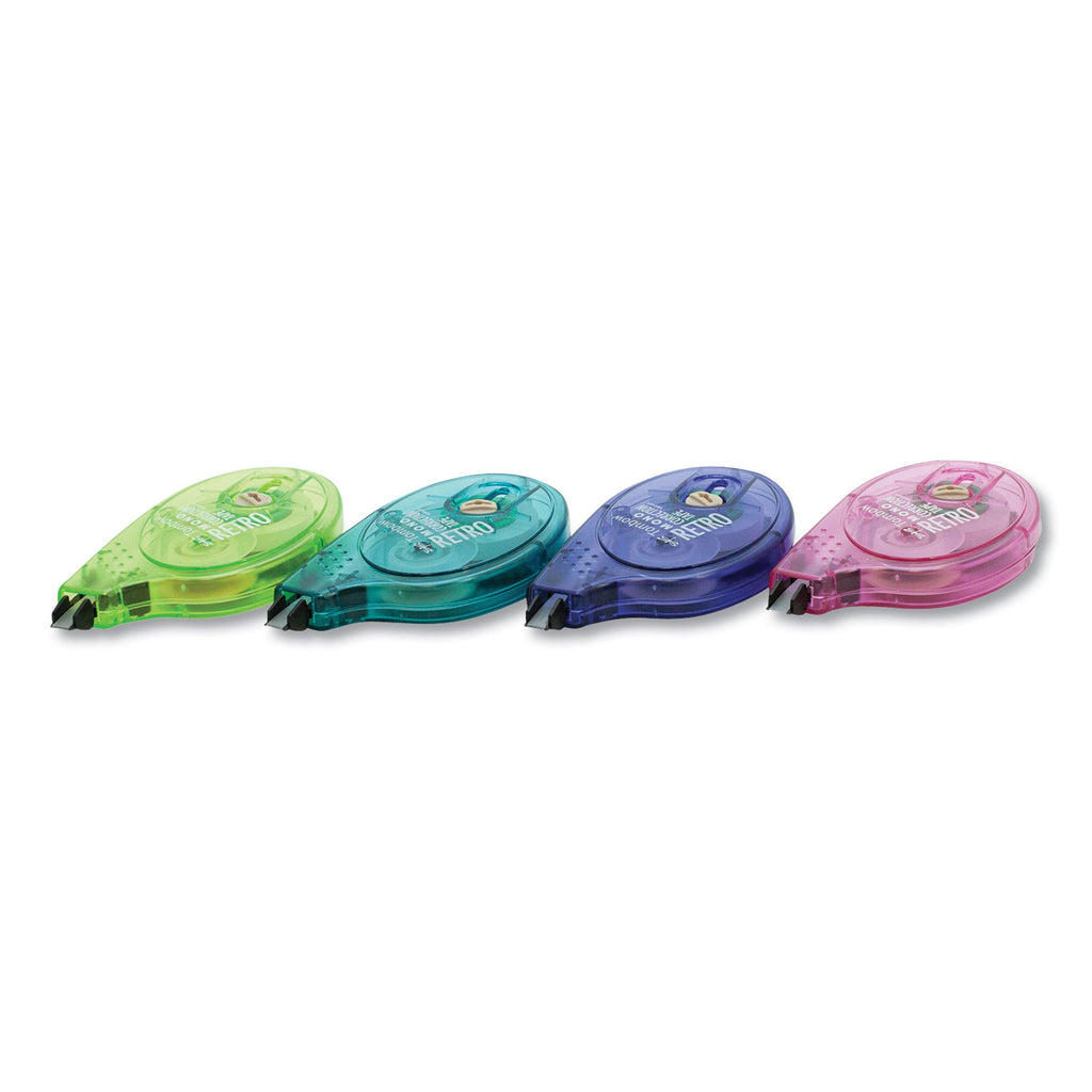 MONO Original Correction Tape, Assorted RetroColor Applicators, 0.17" x 394", 10/Pack - 