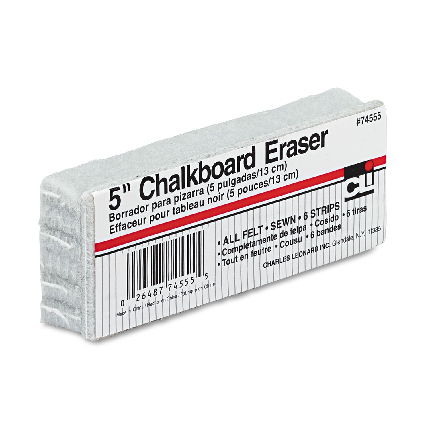 5-Inch Chalkboard Eraser, 5" x 2" x 1 - 