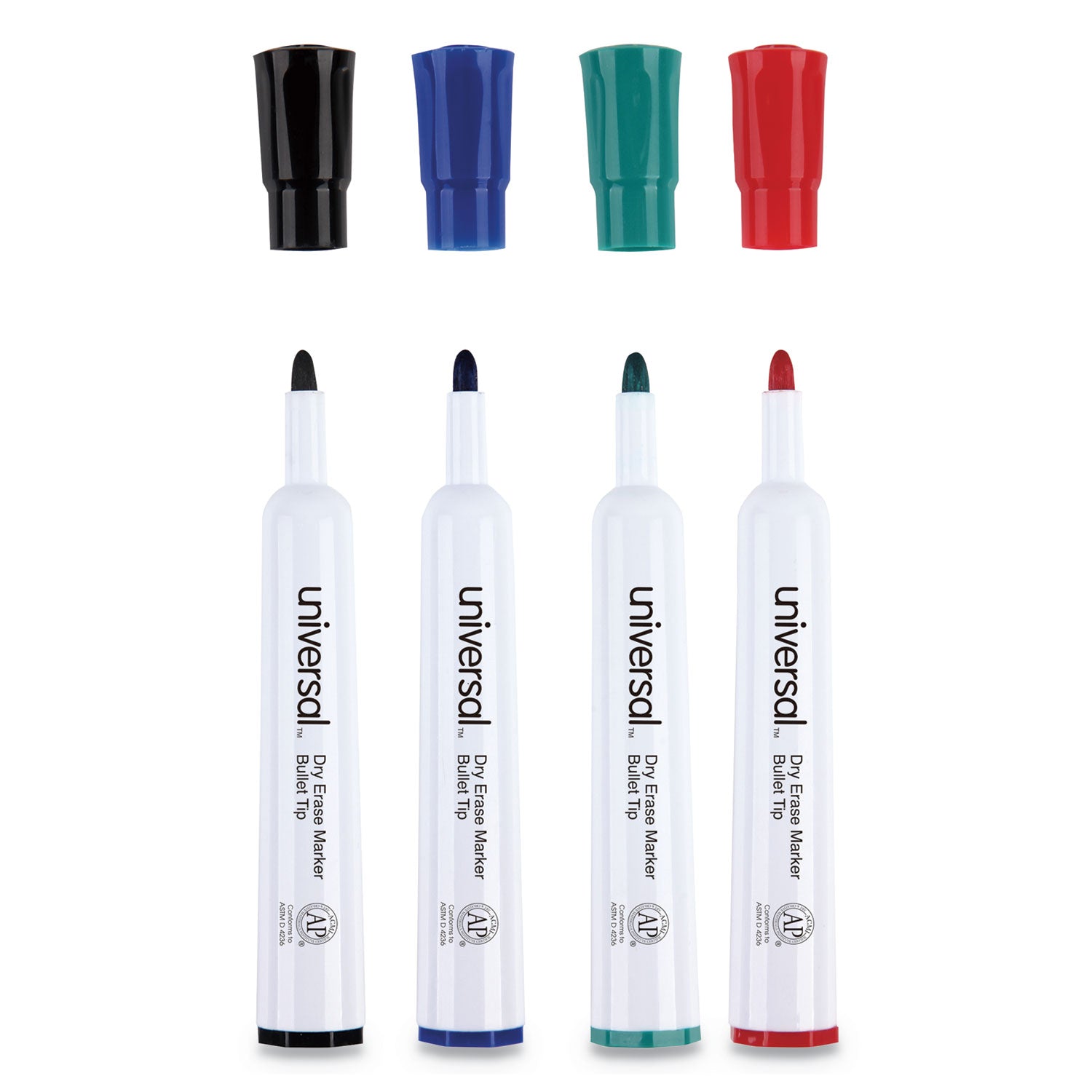 Dry Erase Marker, Medium Bullet Tip, Assorted Colors, 4/Set - 