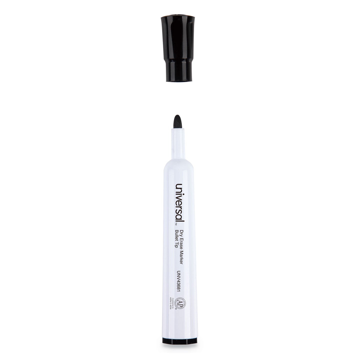 Dry Erase Marker, Medium Bullet Tip, Black, Dozen - 