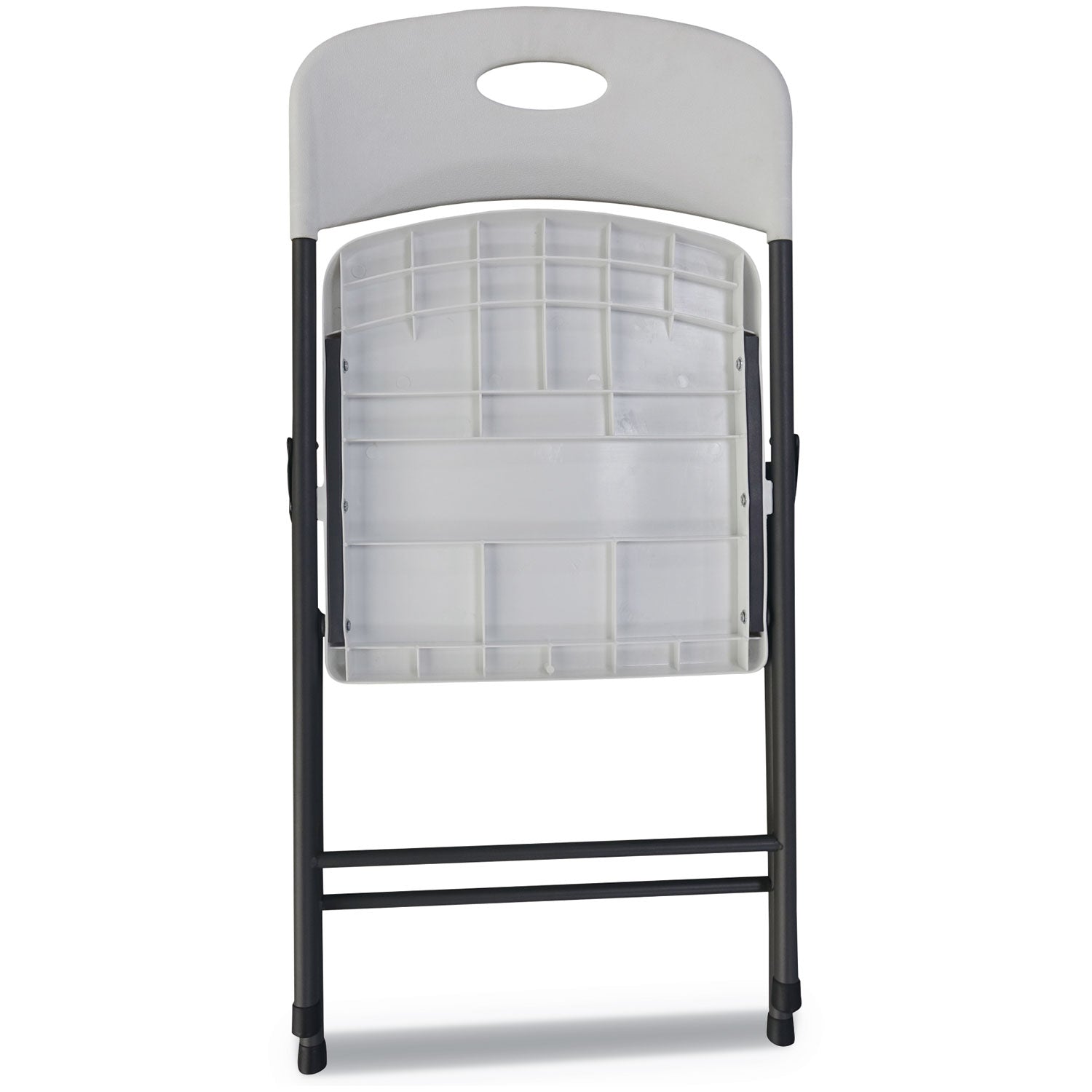 Molded Resin Folding Chair, Supports Up to 225 lb, 18.19" Seat Height, White Seat, White Back, Dark Gray Base, 4/Carton - 