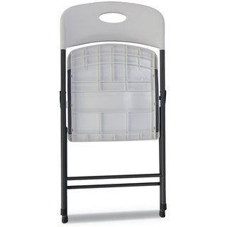Molded Resin Folding Chair, Supports Up to 225 lb, 18.19" Seat Height, White Seat, White Back, Dark Gray Base, 4/Carton - 