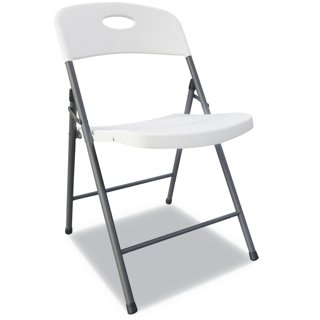 Molded Resin Folding Chair, Supports Up to 225 lb, 18.19" Seat Height, White Seat, White Back, Dark Gray Base, 4/Carton - 