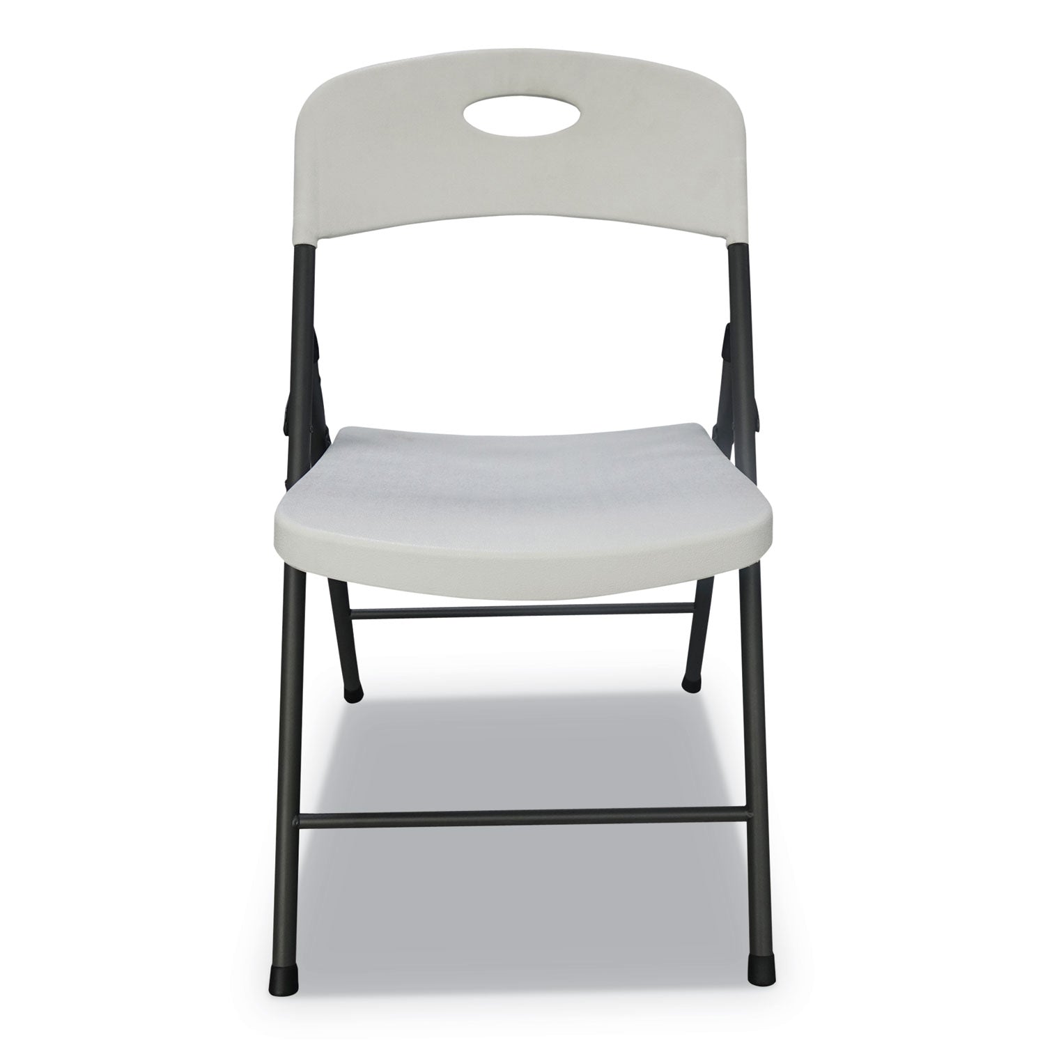 Molded Resin Folding Chair, Supports Up to 225 lb, 18.19" Seat Height, White Seat, White Back, Dark Gray Base, 4/Carton - 