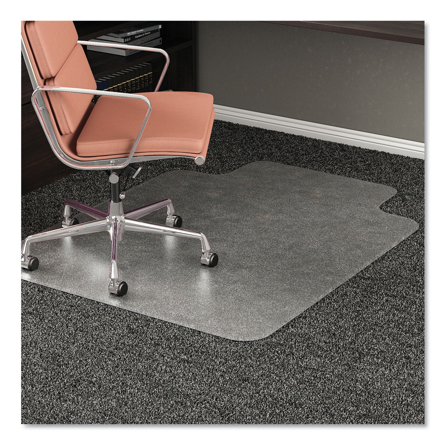 RollaMat Frequent Use Chair Mat, Med Pile Carpet, Flat, 36 x 48, Lipped, Clear - 