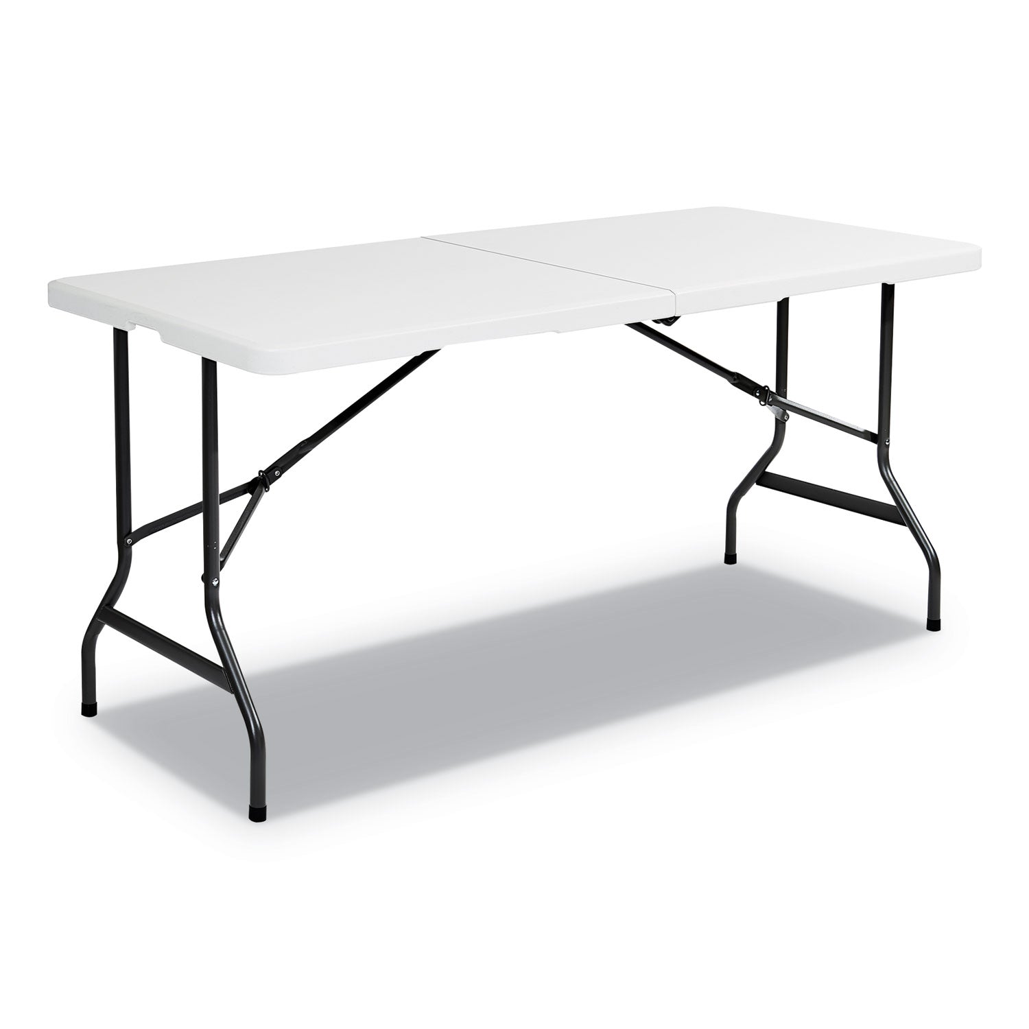 IndestrucTable Classic Bi-Folding Table, Rectangular, 60" x 30" x 29", Platinum - 1