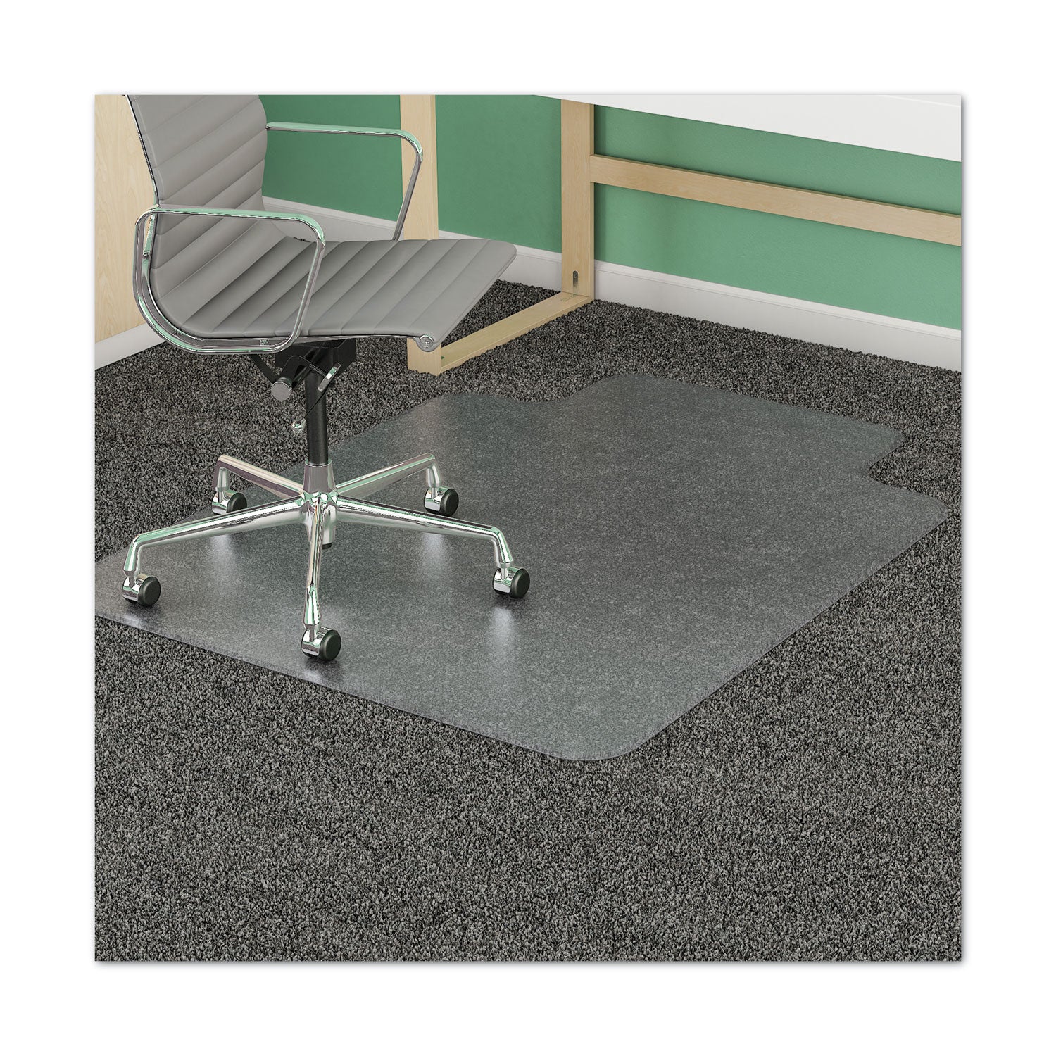SuperMat Frequent Use Chair Mat for Medium Pile Carpet, 45 x 53, Wide Lipped, Clear