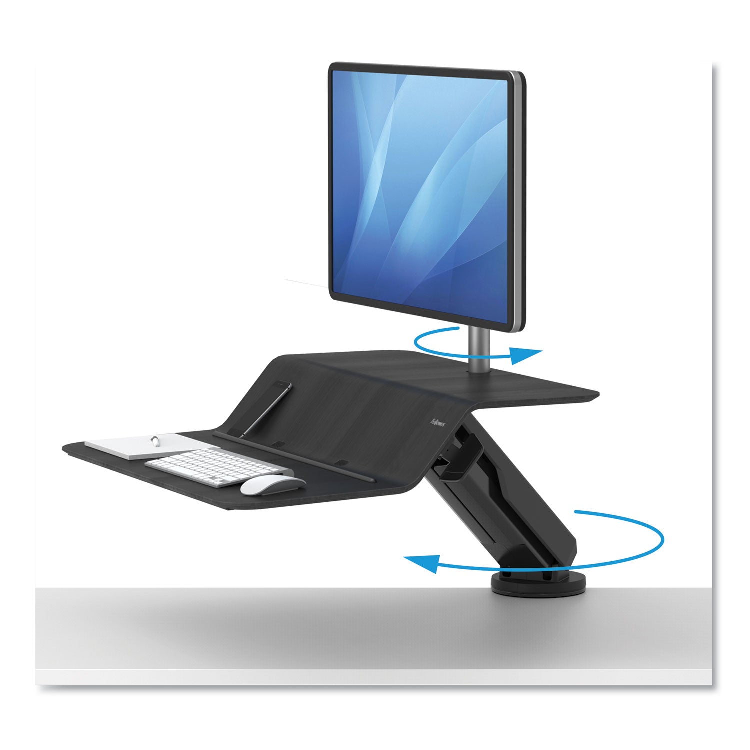 Lotus RT Sit-Stand Workstation, 48" x 30" x 42.2" to 49.2", Black