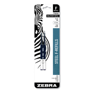 F-Refill for Zebra F-Series Ballpoint Pens, Fine Conical Tip, Blue Ink, 2/Pack