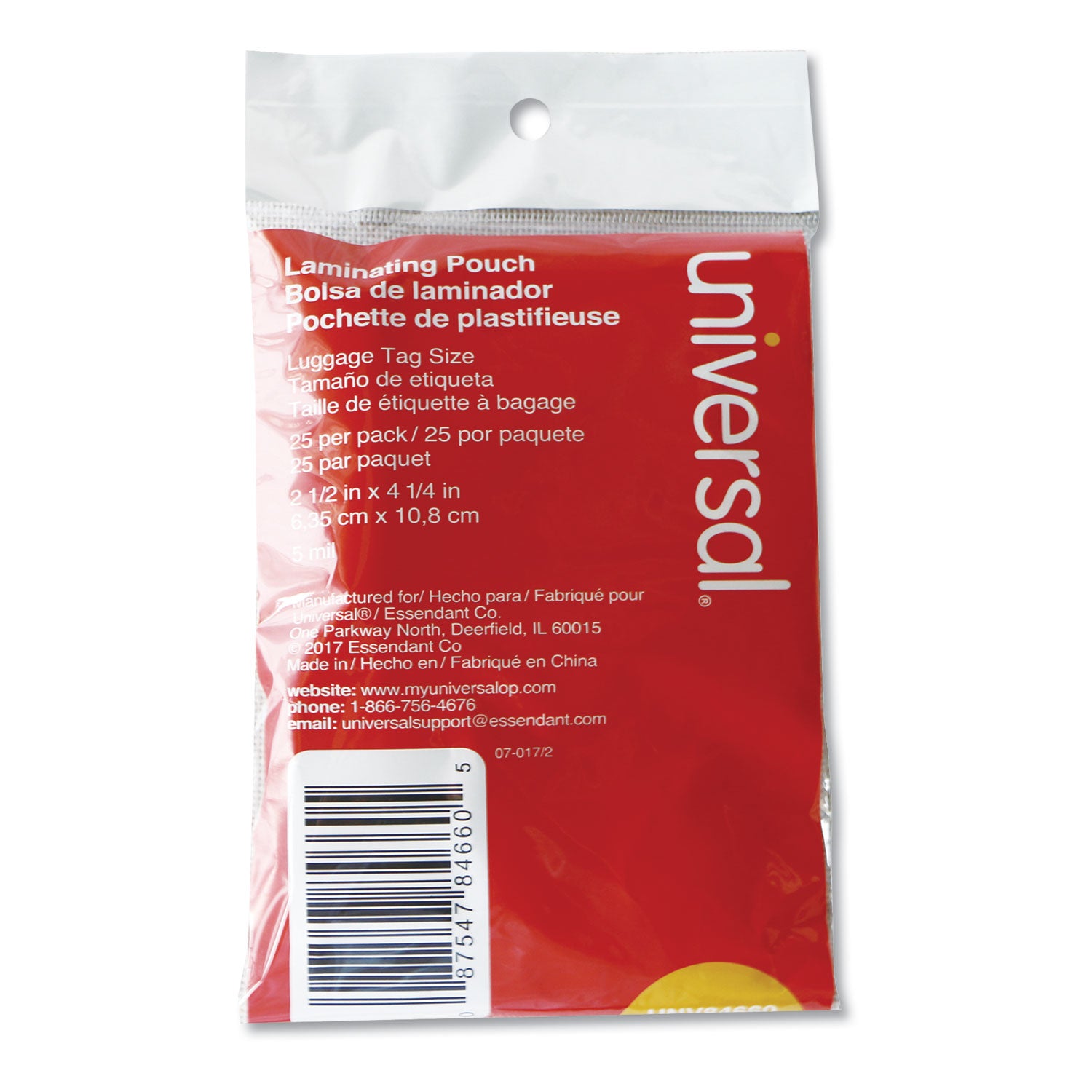 Laminating Pouches, 5 mil, 2.5" x 4.25", Gloss Clear, 25/Pack