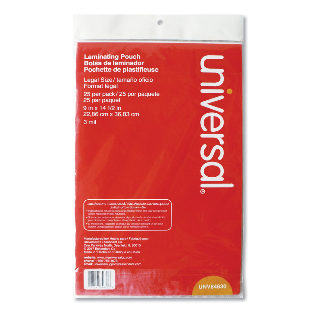 Laminating Pouches, 3 mil, 9" x 14.5", Gloss Clear, 25/Pack - 