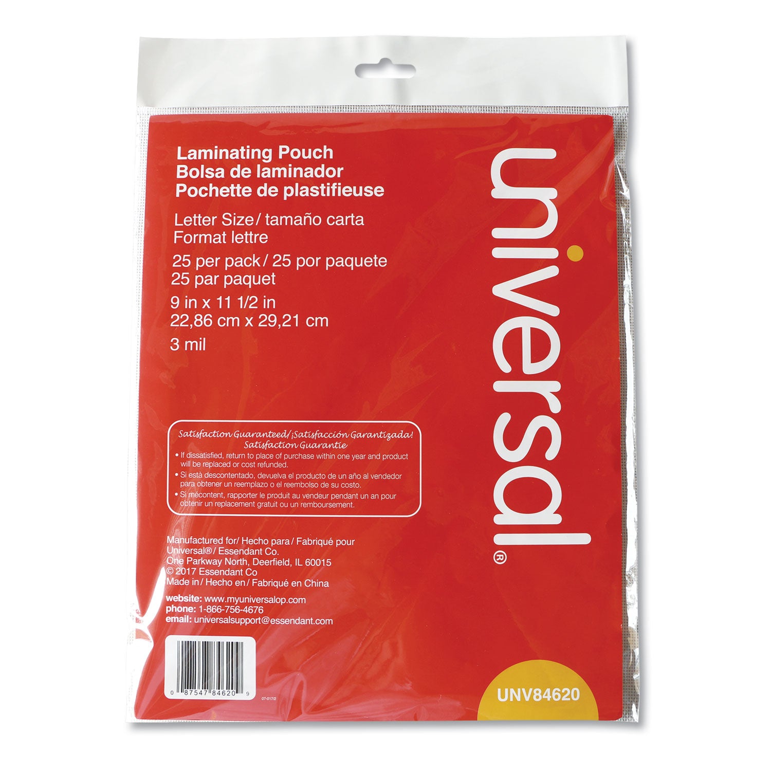 Laminating Pouches, 3 mil, 9" x 11.5", Gloss Clear, 25/Pack - 
