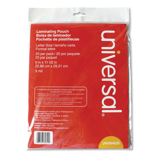 Laminating Pouches, 3 mil, 9" x 11.5", Gloss Clear, 25/Pack