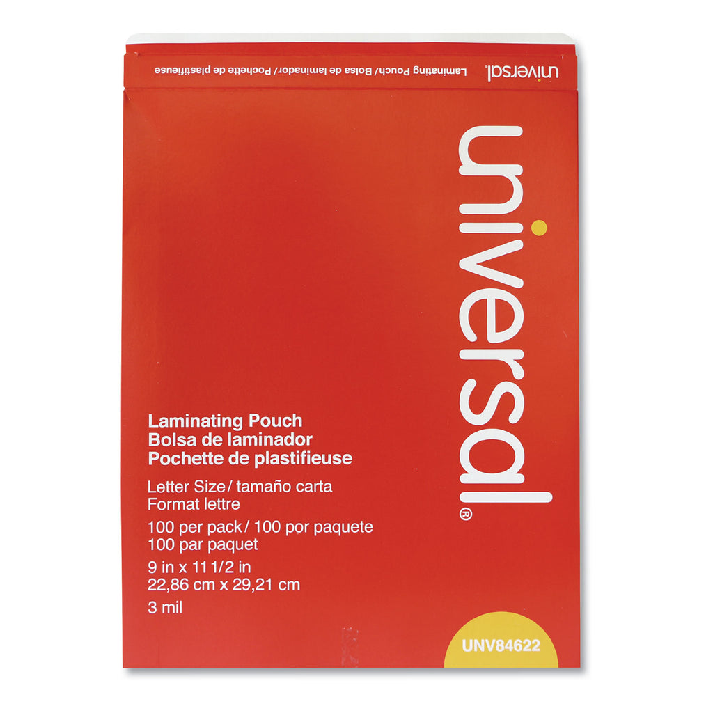 Laminating Pouches, 3 mil, 9" x 11.5", Gloss Clear, 100/Box - 