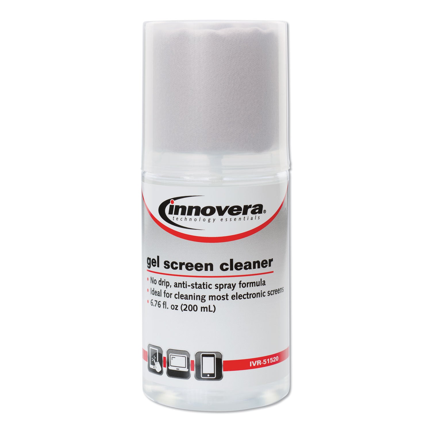 Anti-Static Gel Screen Cleaner, with Gray Microfiber Cloth, 4 oz Spray Bottle - 