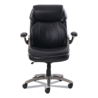 Cosset Mid-Back Executive Chair, Supports Up to 275 lb, 18.5" to 21.5" Seat Height, Black Seat/Back, Slate Base