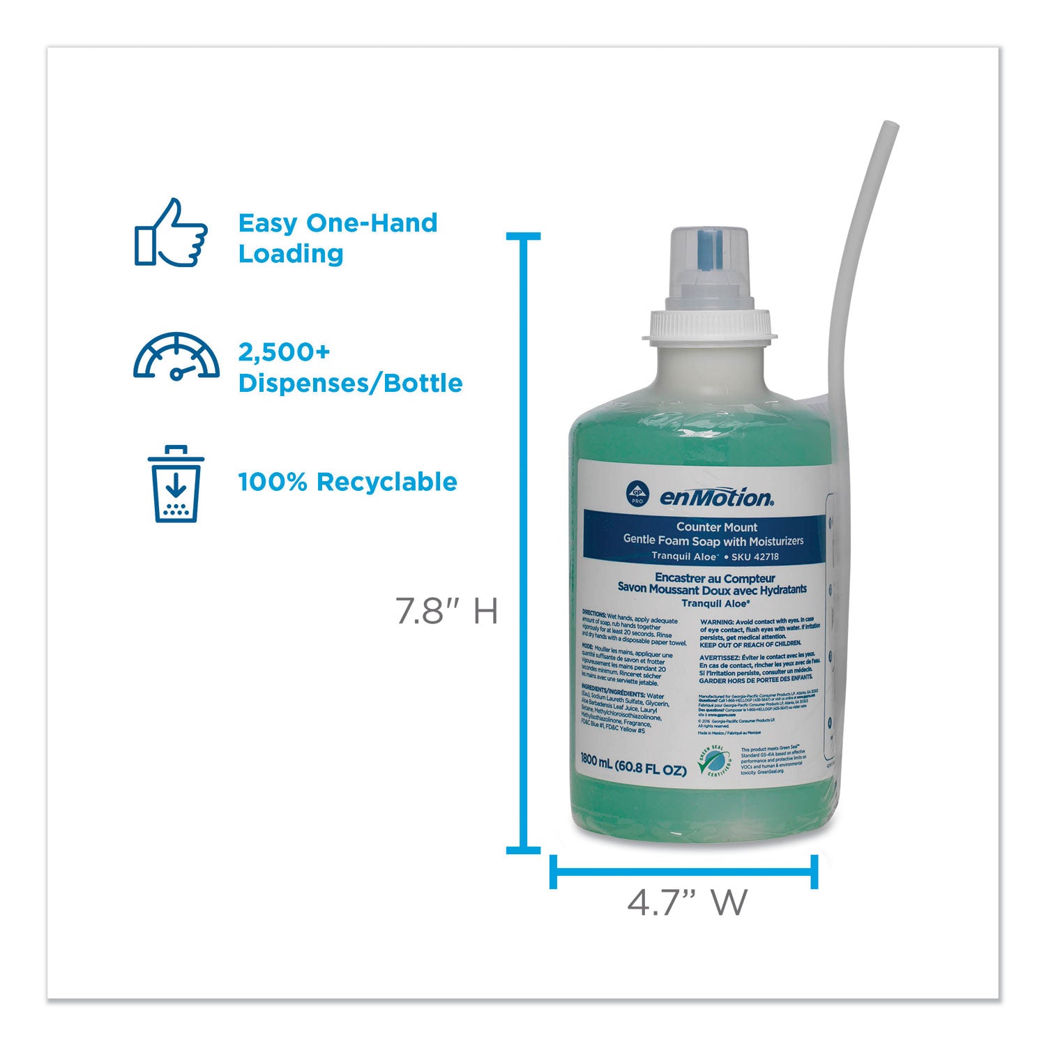 GP enMotion Counter Mount Foam Soap Refill, Tranquil Aloe, 1,800 mL, 2/Carton