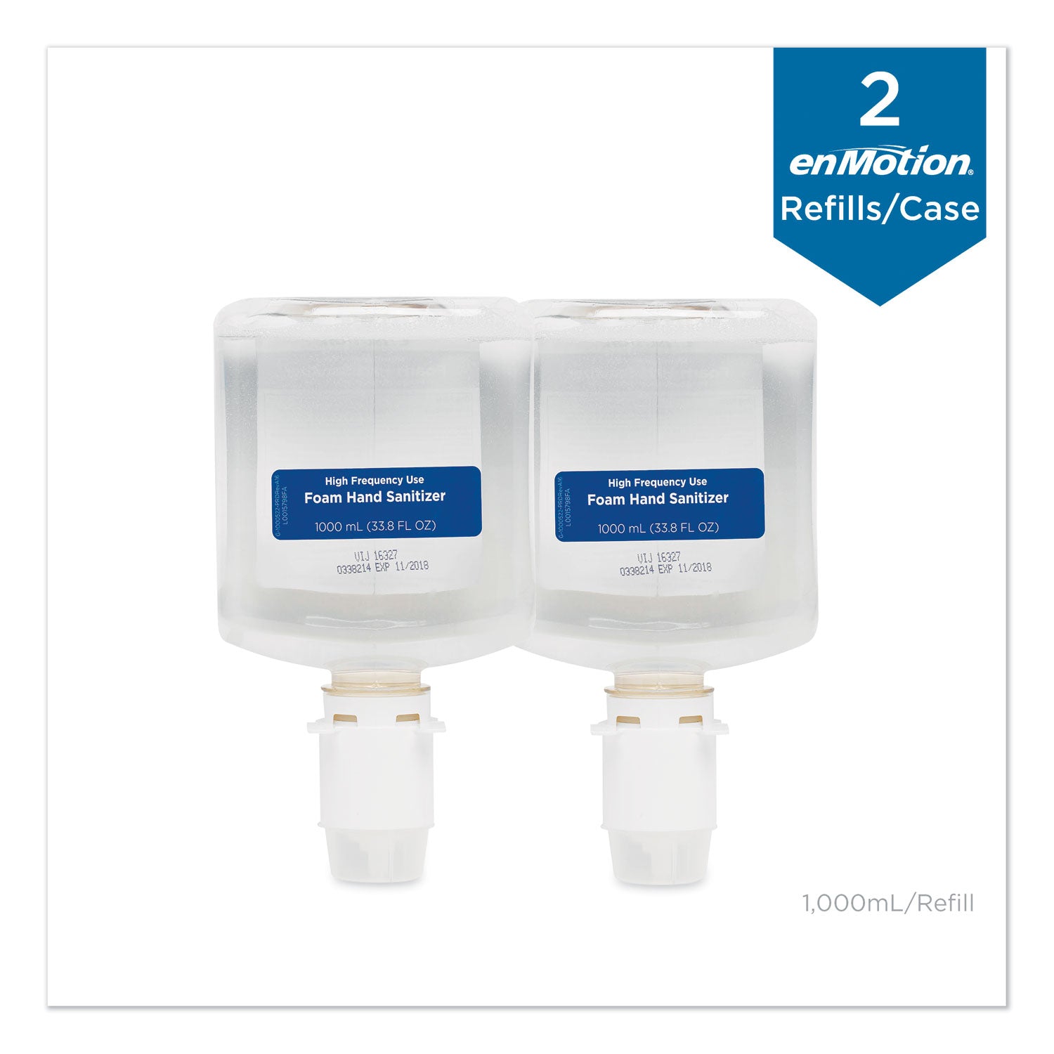 GP enMotion High-Frequency-Use Foam Sanitizer Dispenser Refill, Fragrance-Free, 1,000 mL, Fragrance-Free, 2/Carton