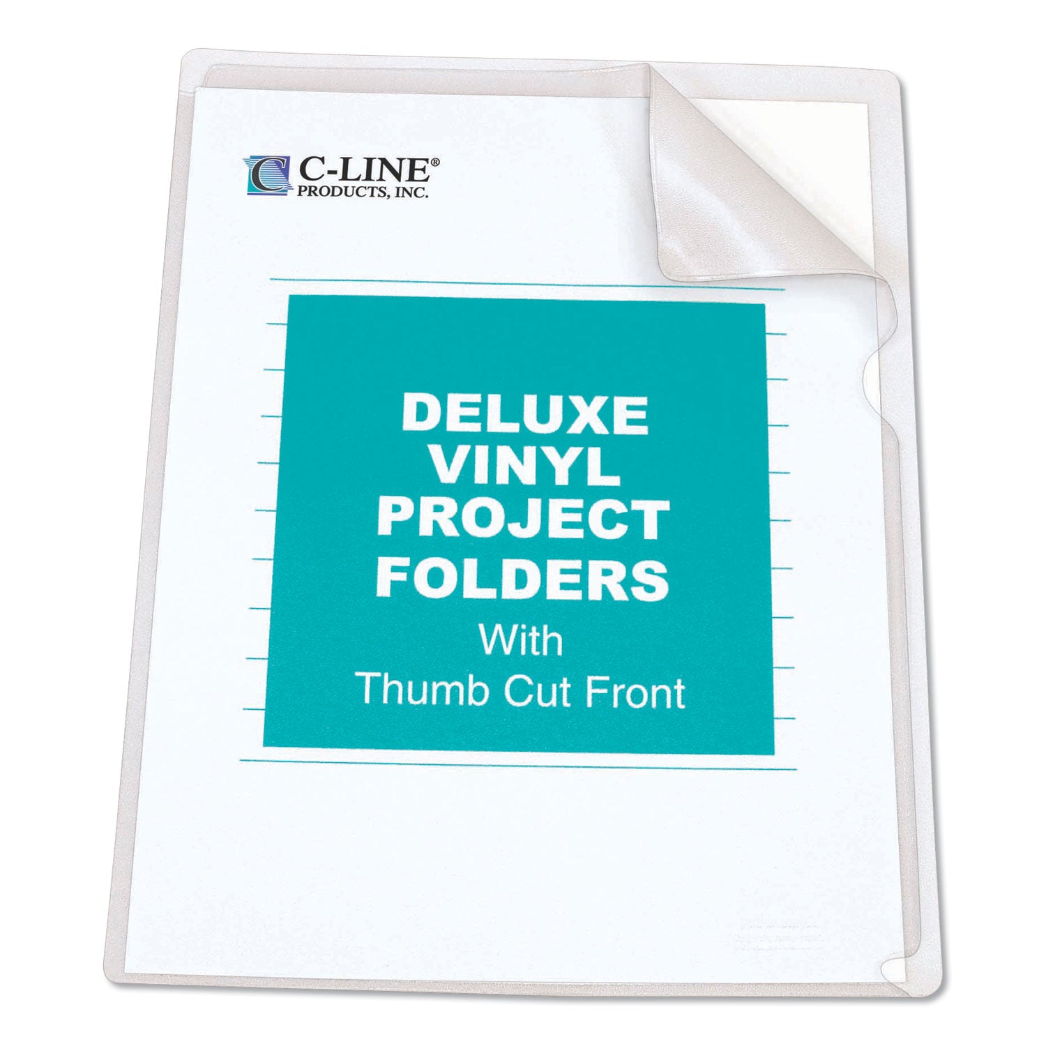 Deluxe Vinyl Project Folders, Letter Size, Clear, 50/Box - 