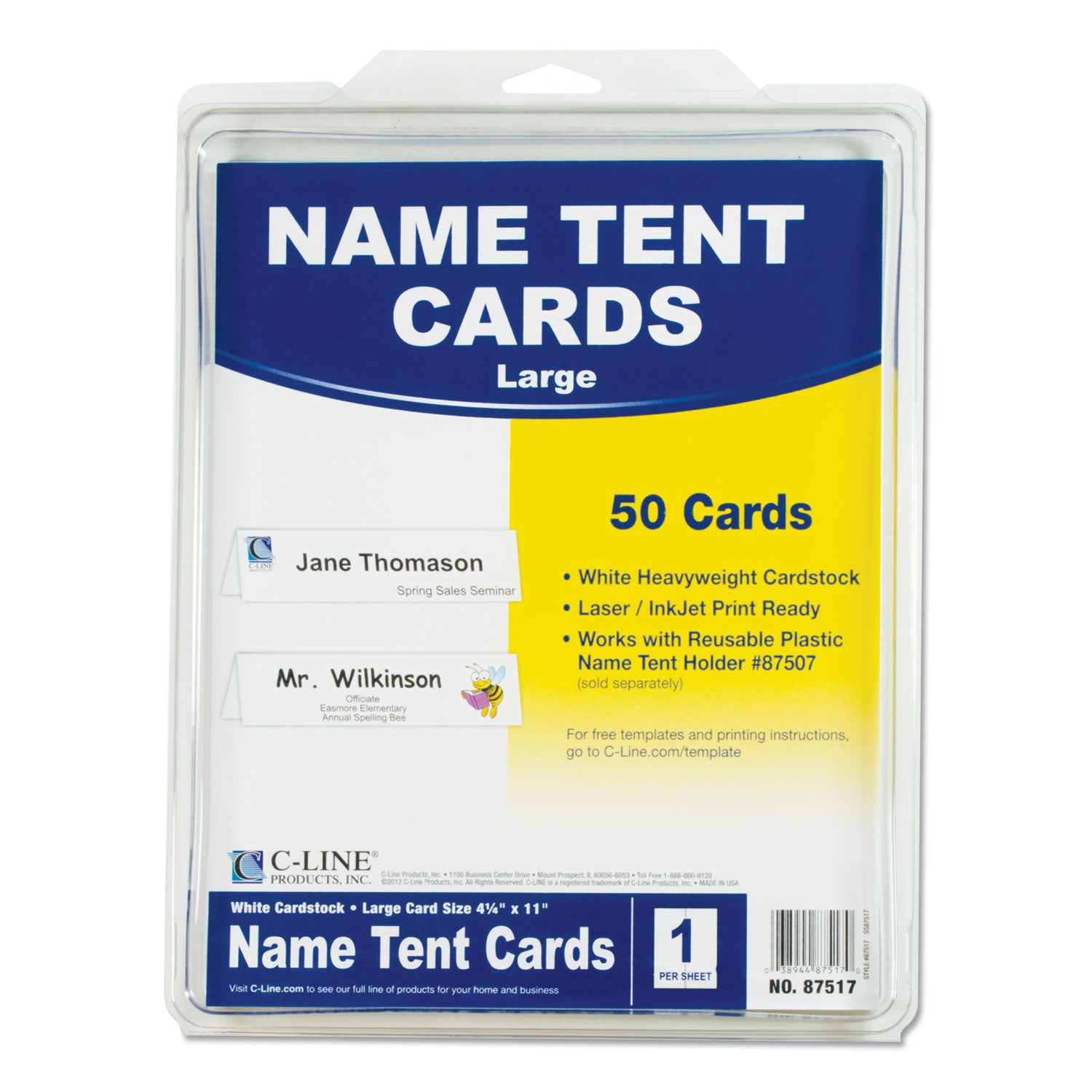 Scored Tent Cards, 4.25 x 11, White,1 Card/Sheet, 50 Sheets/Box - 