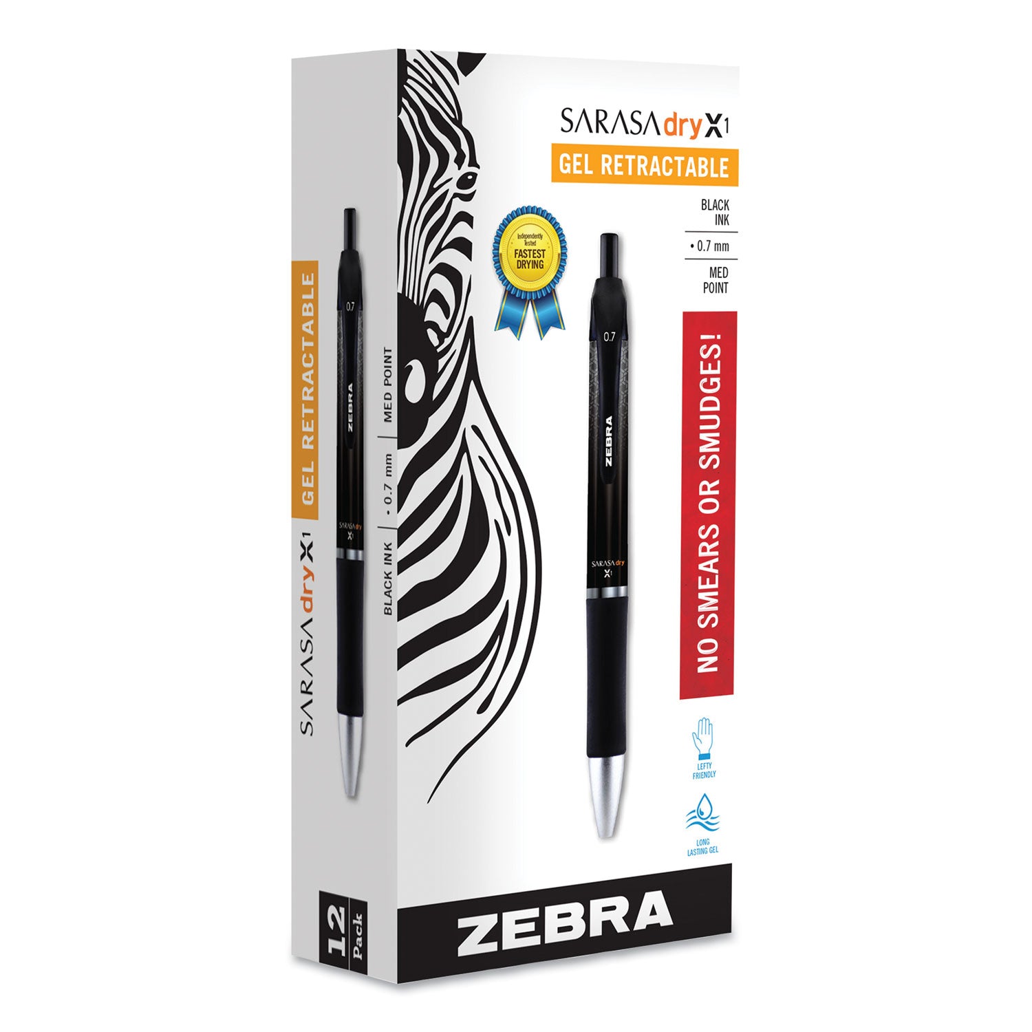 sarasa-dry-gel-x1-gel-pen-retractable-medium-07-mm-black-ink-black-barrel-12-pack_zeb45610 - 2
