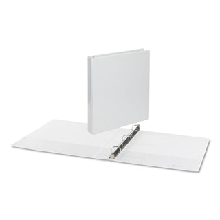 Deluxe Round Ring View Binder, 3 Rings, 1" Capacity, 11 x 8.5, White - 
