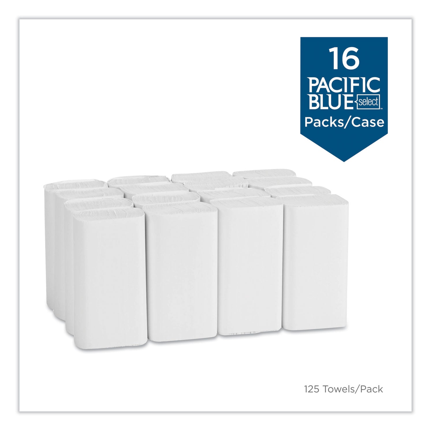 Blue Select Multi-Fold 2 Ply Paper Towel, 9.2 x 9.4, White, 125/Pack, 16 Packs/Carton