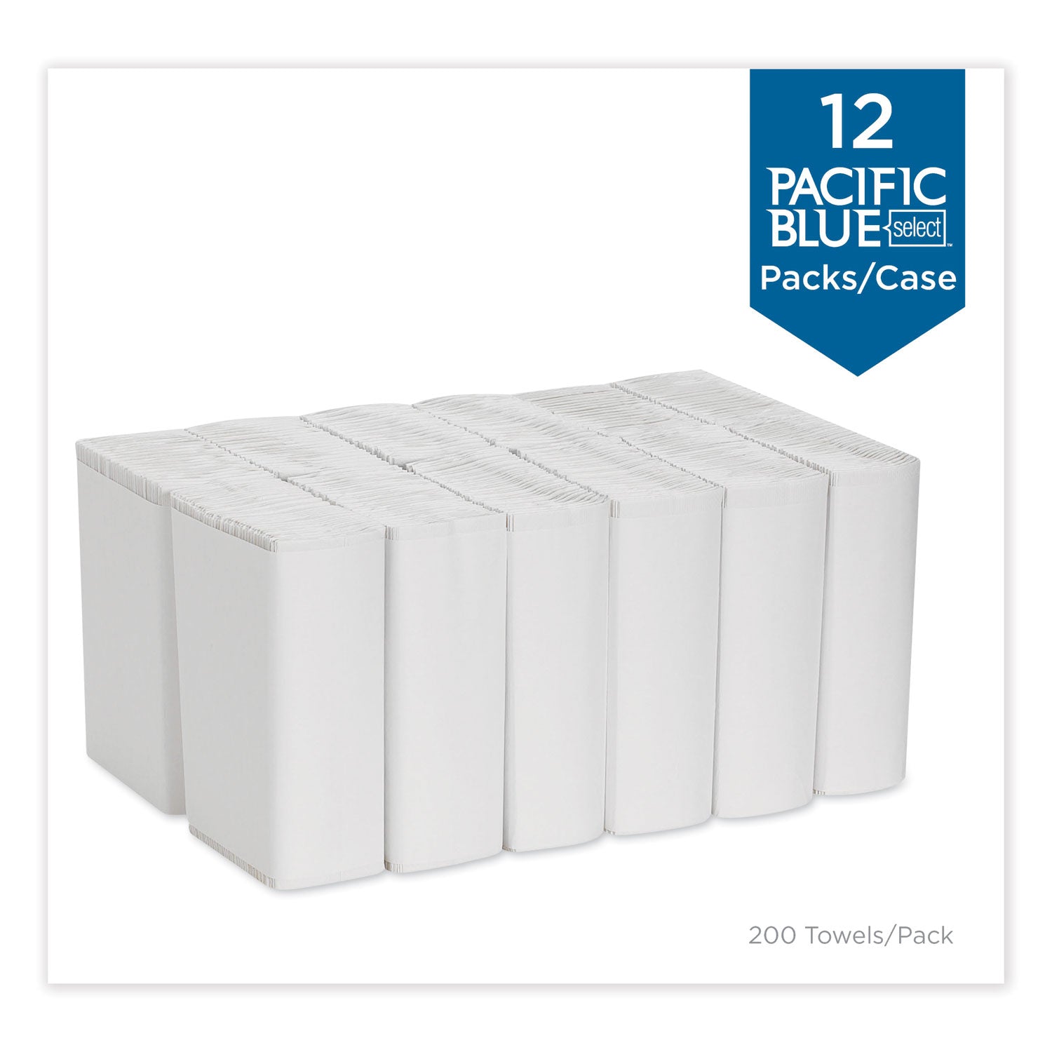 Pacific Blue Select C-Fold Paper Towel, 1-Ply, 10.1 x 10.1, White, 200/Pack, 12 Packs/Carton - 