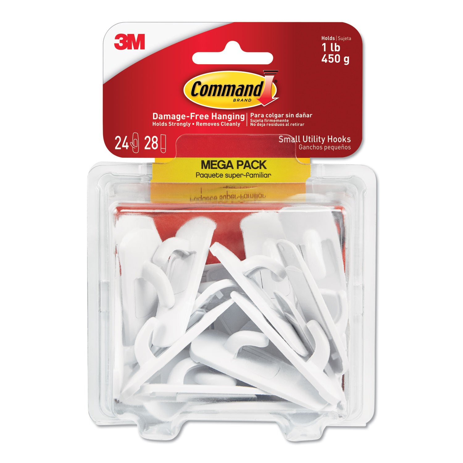 general-purpose-hooks-small-plastic-white-1-lb-capacity-24-hooks-and-28-strips-pack_mmm17002mpes - 1