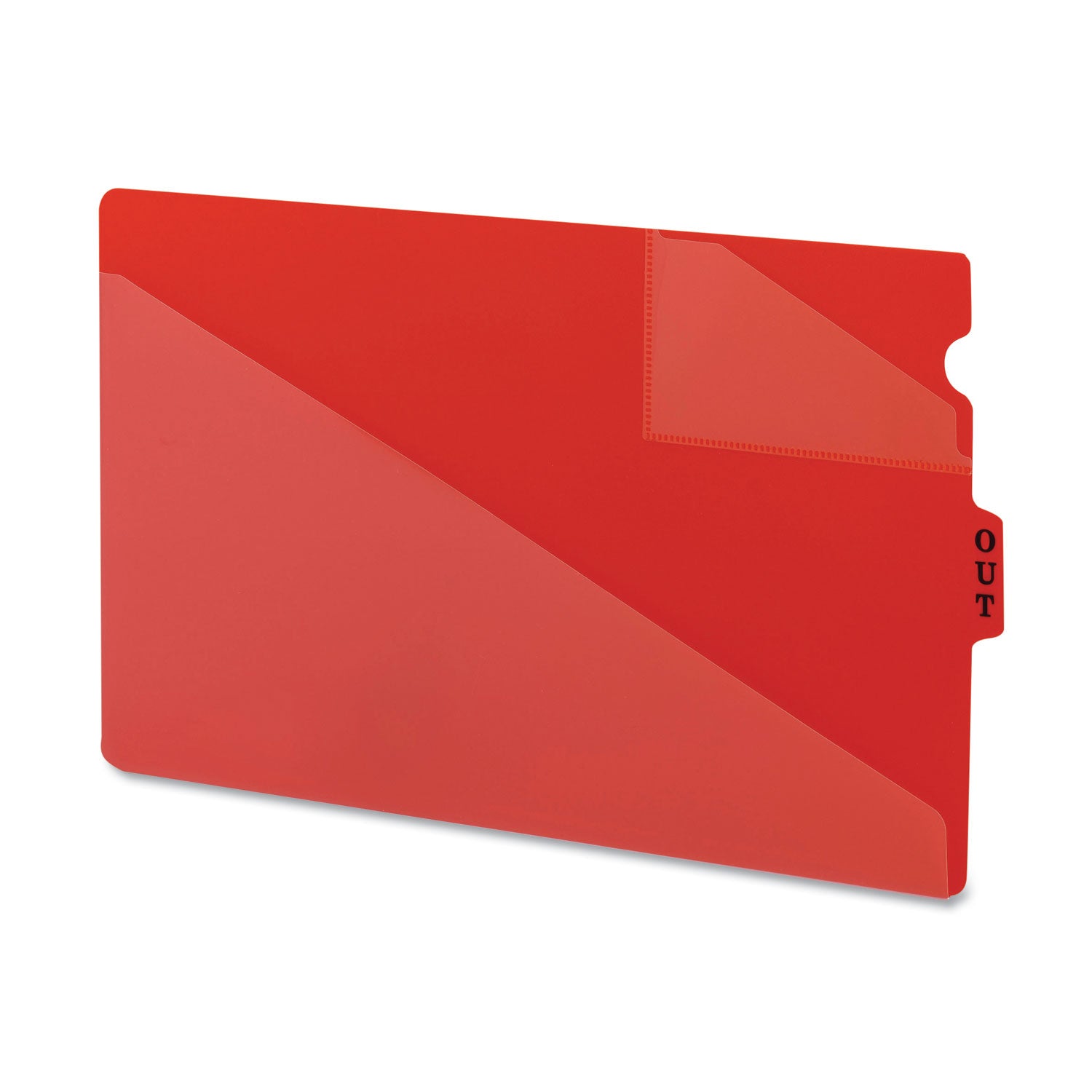 End Tab Poly Out Guides, Two-Pocket Style, 1/3-Cut End Tab, Out, 8.5 x 14, Red, 50/Box - 