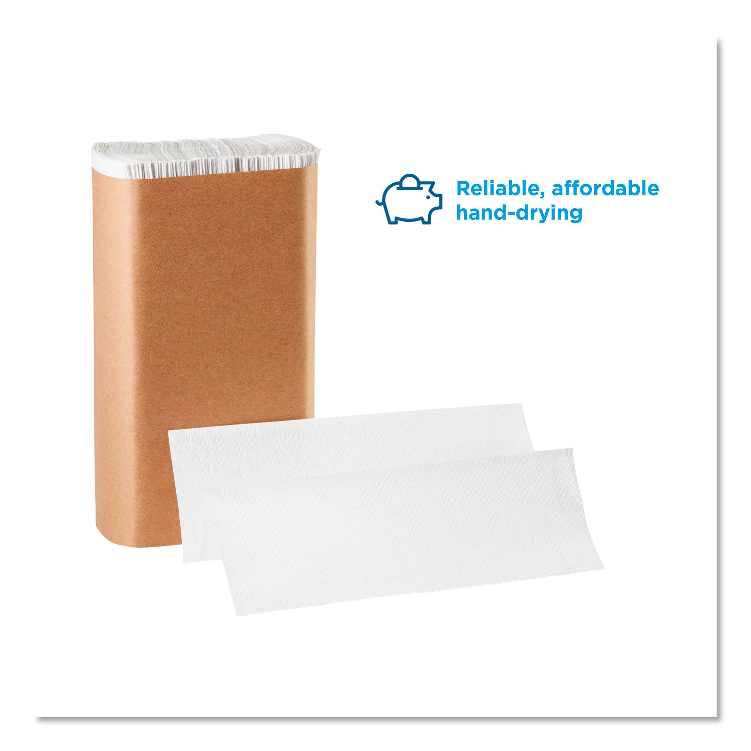 Pacific Blue Basic M-Fold Paper Towels, 1-Ply, 9.2 x 9.4, White, 250/Pack, 16 Packs/Carton