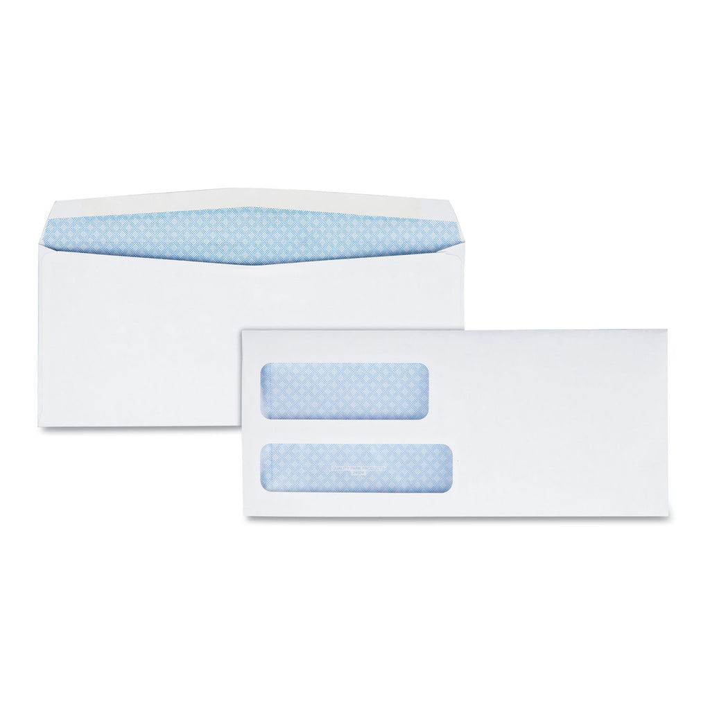 Double Window Security-Tinted Check Envelope, #8 5/8, Commercial Flap, Gummed Closure, 3.63 x 8.63, White, 1,000/Box - 