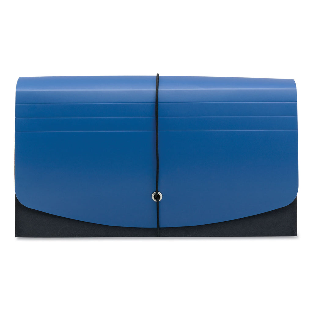 Handy File with Pockets, 21 Sections, Elastic Cord Closure, 1/2-Cut Tabs, Check Size, Black/Blue - 
