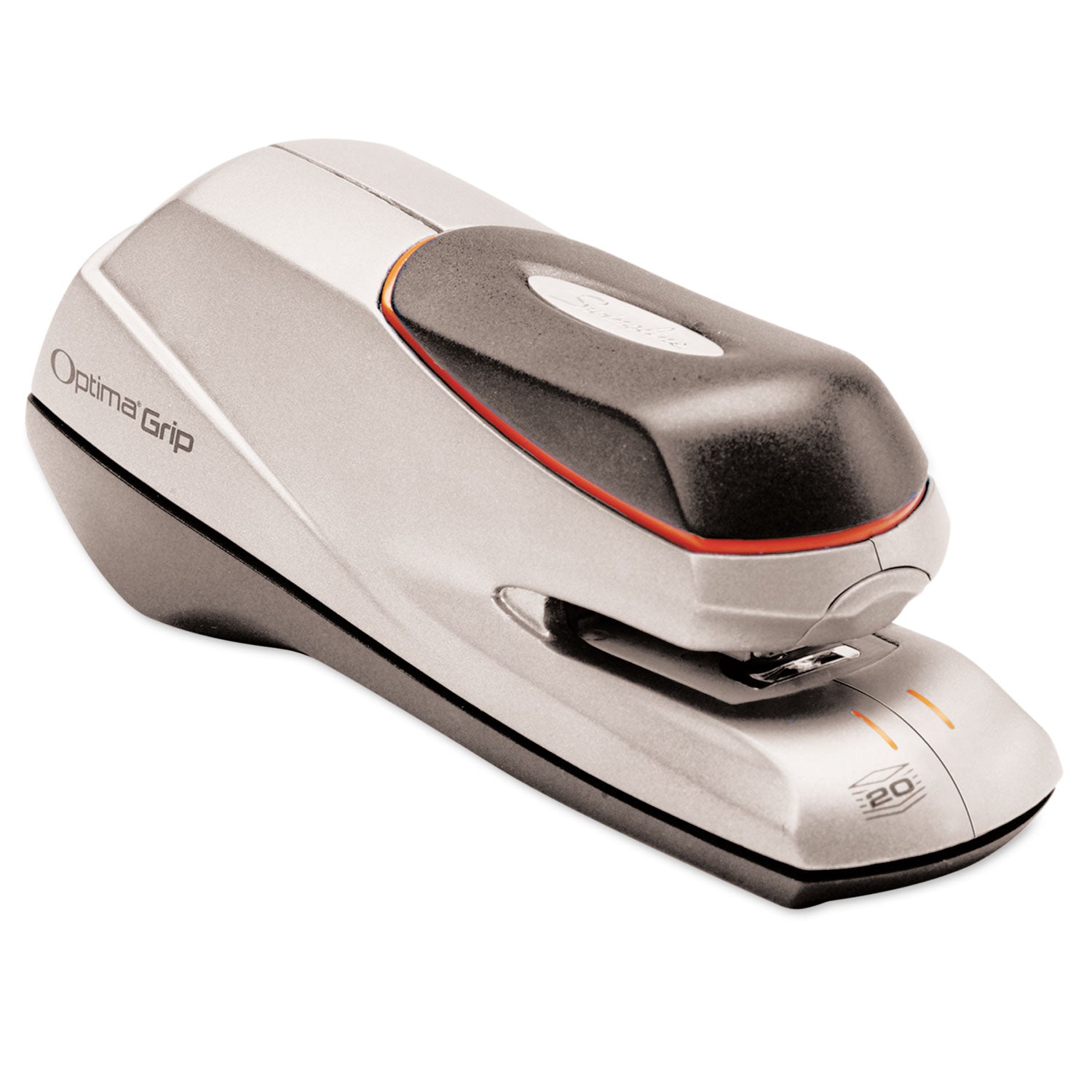 Optima Grip Electric Stapler, 20-Sheet Capacity, Black/Silver - 