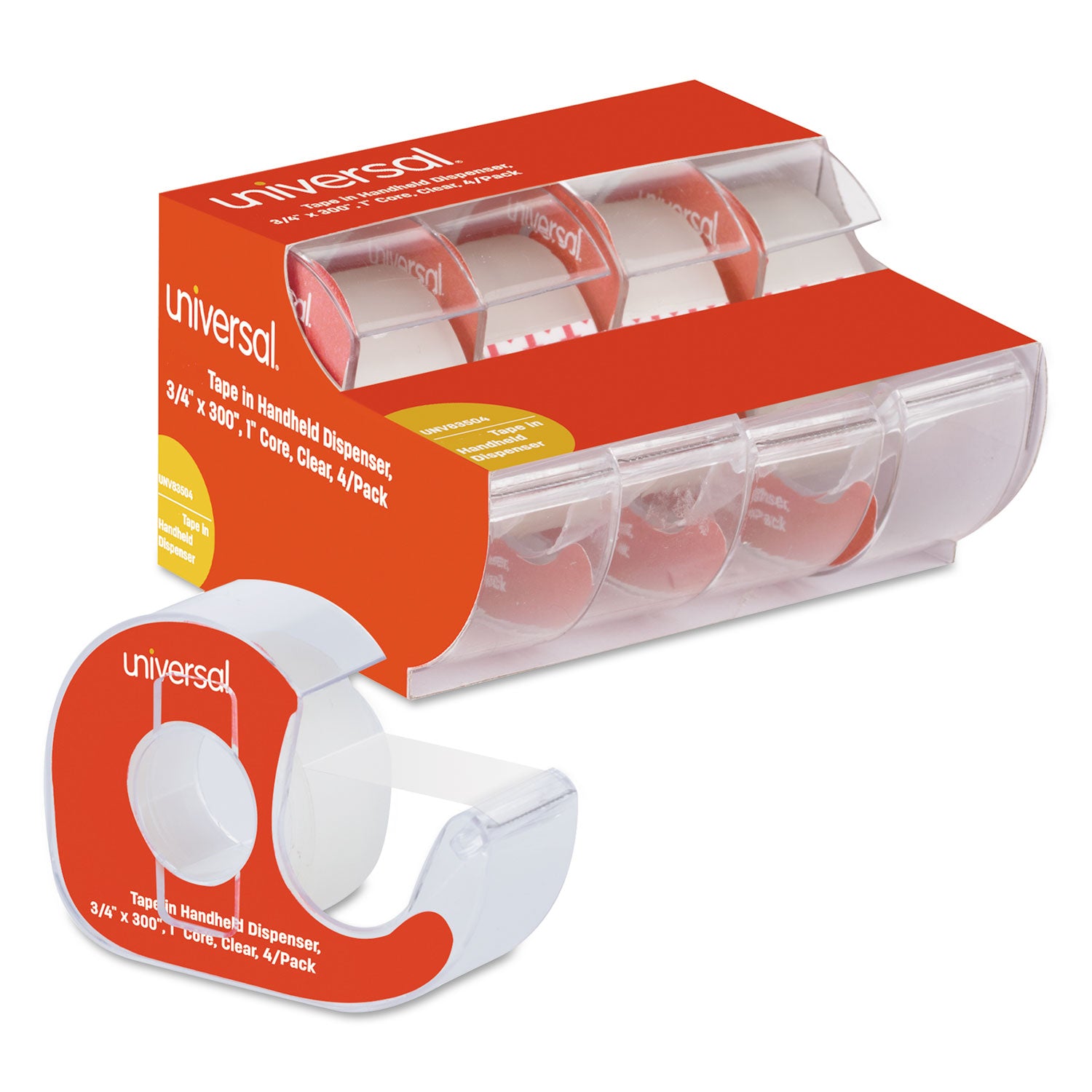 invisible-tape-with-handheld-dispenser-1-core-075-x-25-ft-clear-4-pack_unv83504 - 1