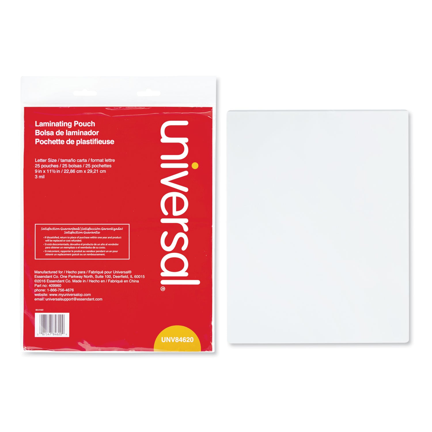 Laminating Pouches, 3 mil, 9" x 11.5", Gloss Clear, 25/Pack - 