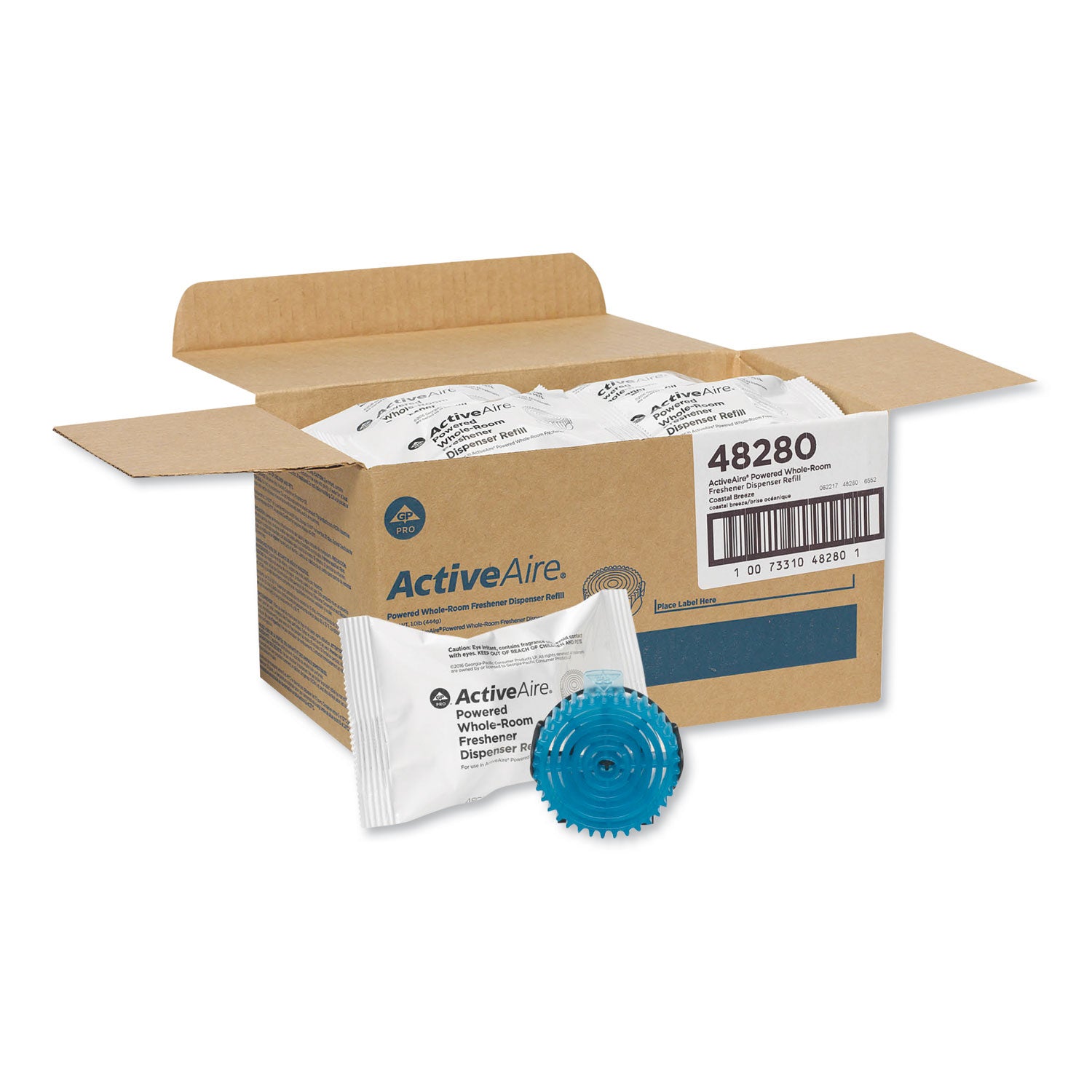 ActiveAire Powered Whole-Room Freshener Dispenser Refills - Coastal Breeze - 30 Day - 12 / Carton - Odor Neutralizer