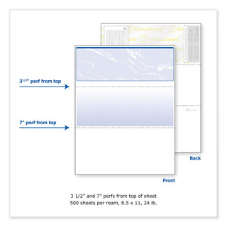 Security Business Checks, 11 Features, 8.5 x 11, Blue Marble Top, 500/Ream