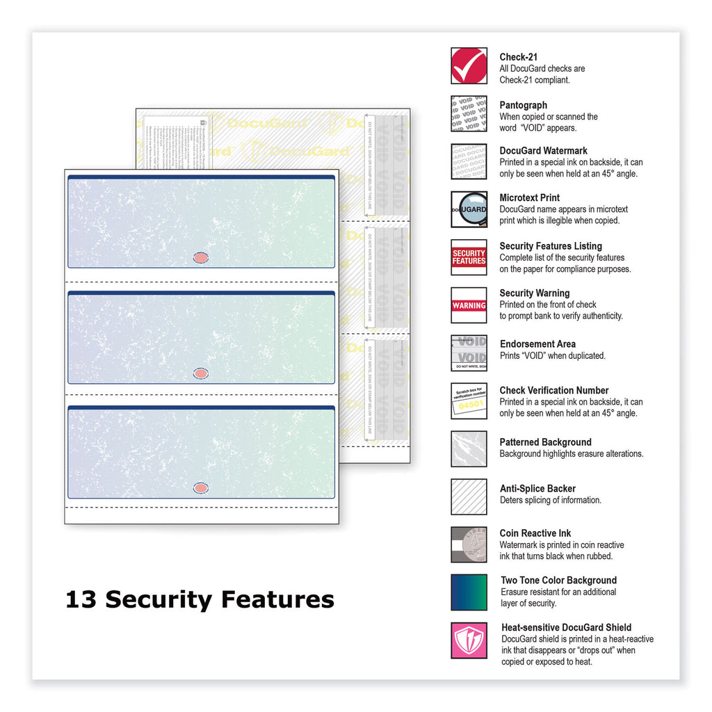 Premier Prismatic Check, 13 Features, 8.5 x 11, Blue/Green Prismatic, 500/Ream - 