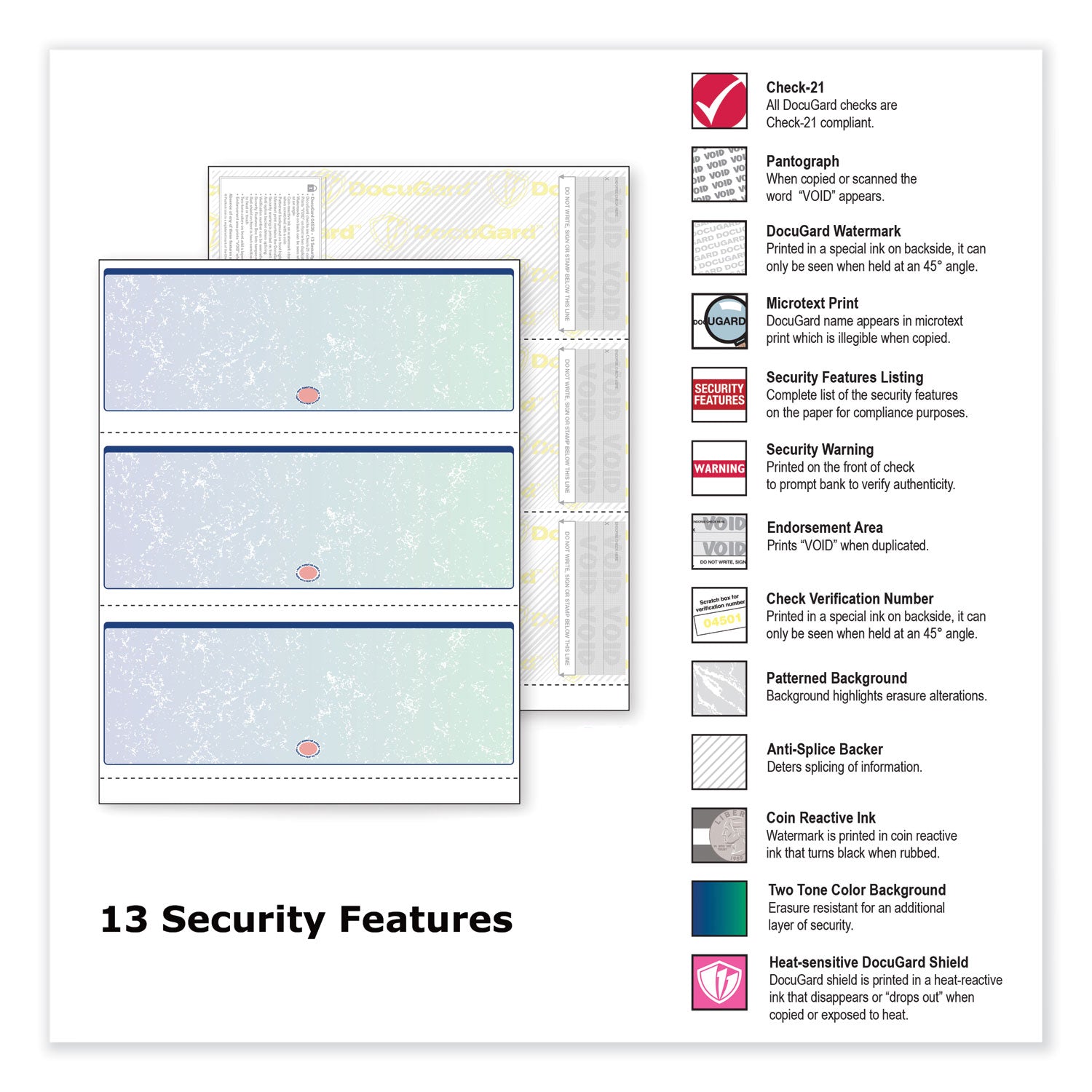 Premier Prismatic Check, 13 Features, 8.5 x 11, Blue/Green Prismatic, 500/Ream - 