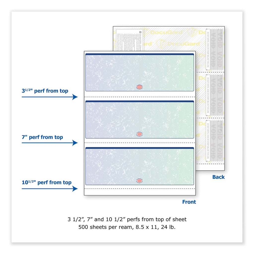 Premier Prismatic Check, 13 Features, 8.5 x 11, Blue/Green Prismatic, 500/Ream - 